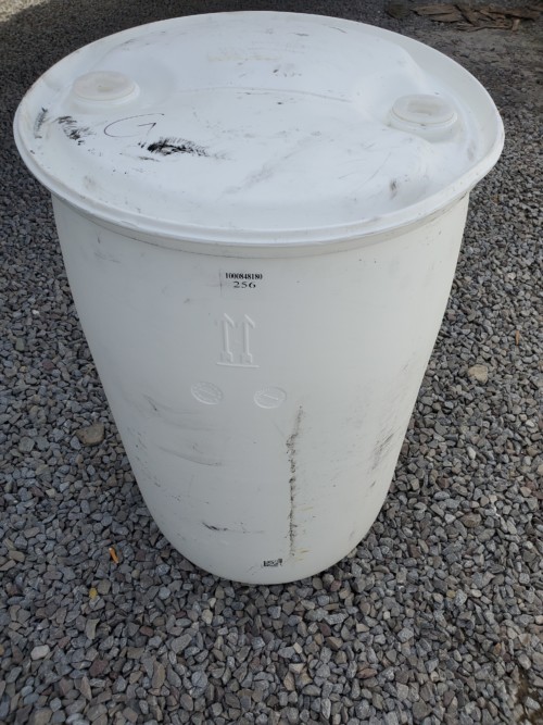 55 gallon poly drum white with grey background