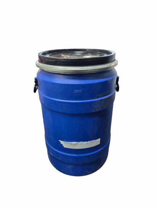 black open top poly 30 gallon drum with handles and lever lock ring