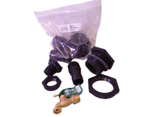 Rain water barrel kit with white background