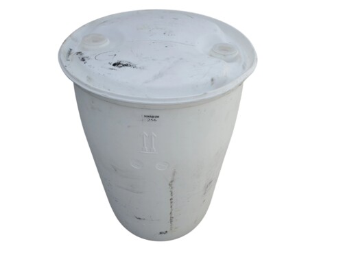 55 gallon poly drum white with white background