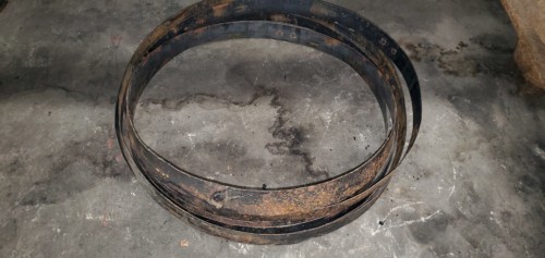 whiskey barrel ring set on concrete background