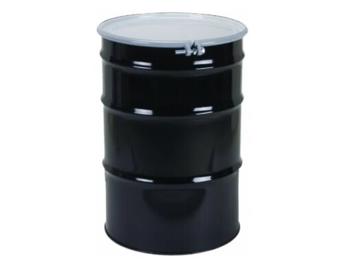 hazardous materials 55 gallon metal drum with white background