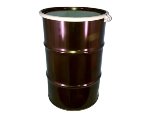 black 30 gallon open head drum new with white background