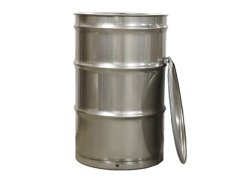 stainless steel drum with white background