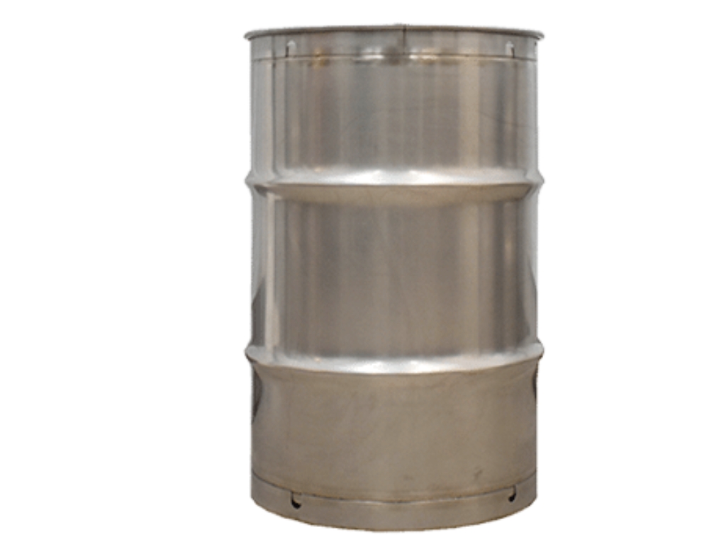 tight head stainless steel drum with white background