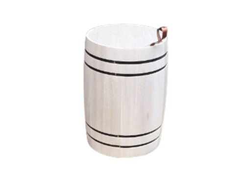 small wooden barrel white bacground