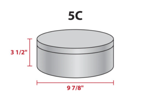 5c tin dimensions diagram on white background