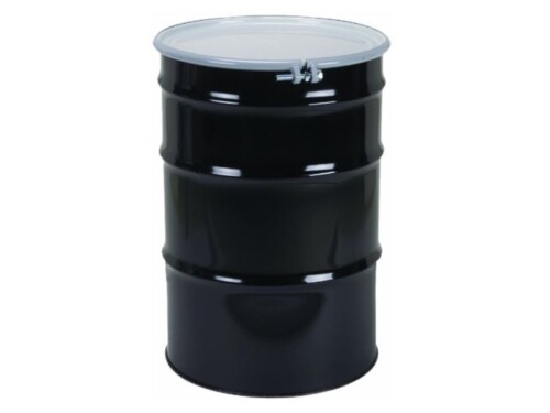 hazardous materials 55 gallon metal drum with white background