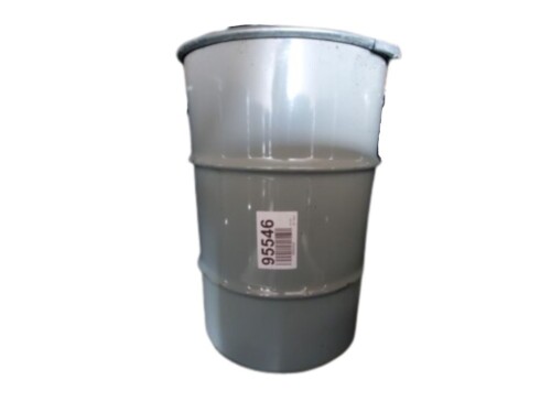 white used open top drum with drums stacked in wooden background