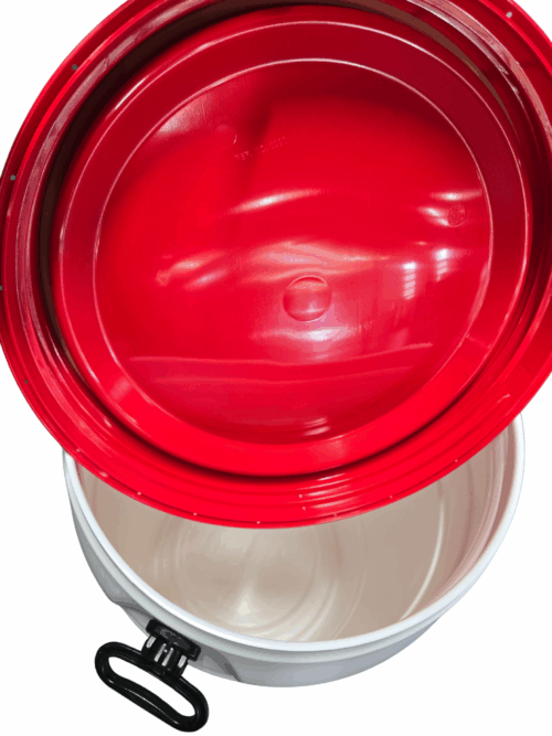 Red screw top white poly