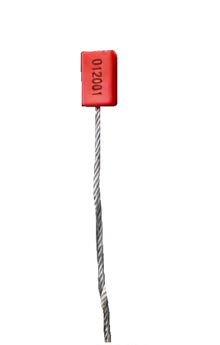 red plastic and metal seal on white background